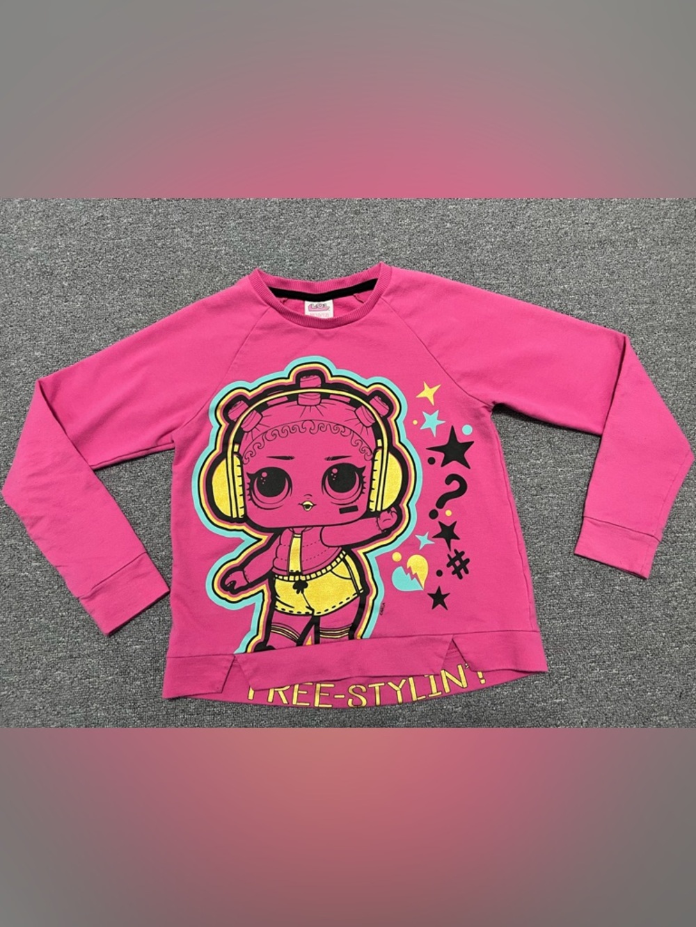 L.O.L. Surprise! Pink Graphic Sweatshirt with Yellow & Teal Accents